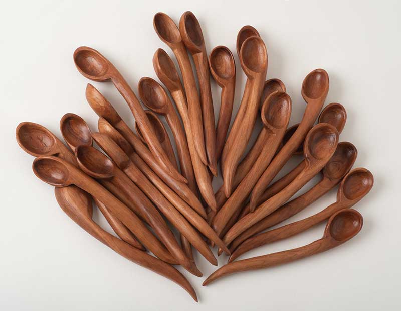 Collection of Tasting Spoons as a heart, in cherry